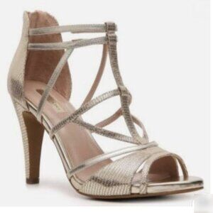TAHARI METALLIC GOLD STRAPPY SANDALS "BELLA" Size 6